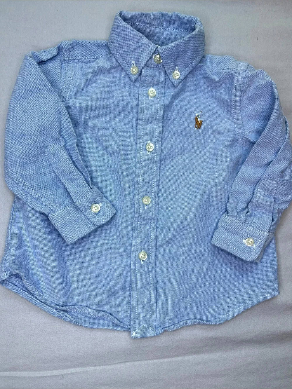 Polo Ralph Lauren Baby Boy 12M Blue Oxford Button Down Shirt Pony